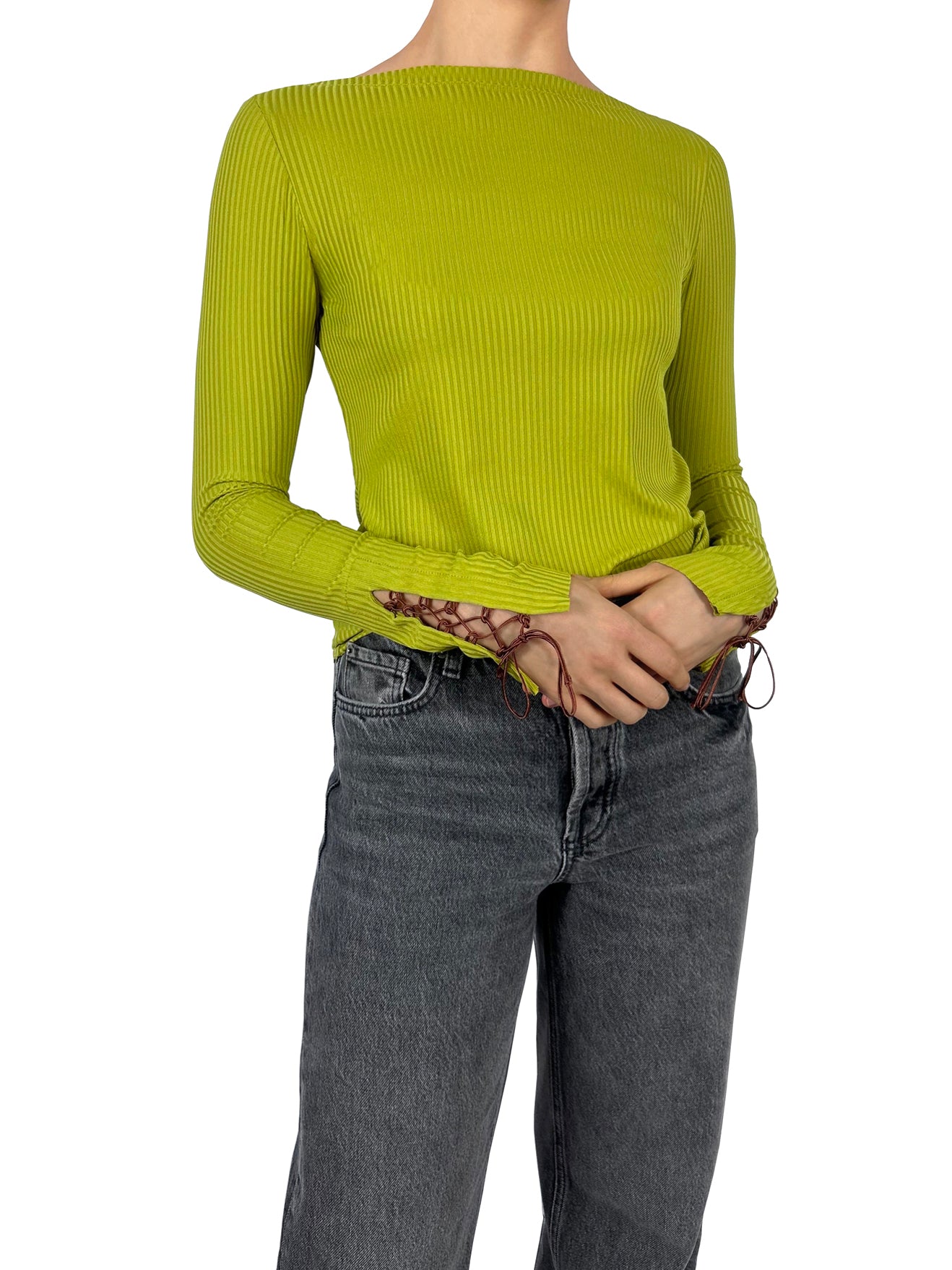 The Lace-up Ribbed Top