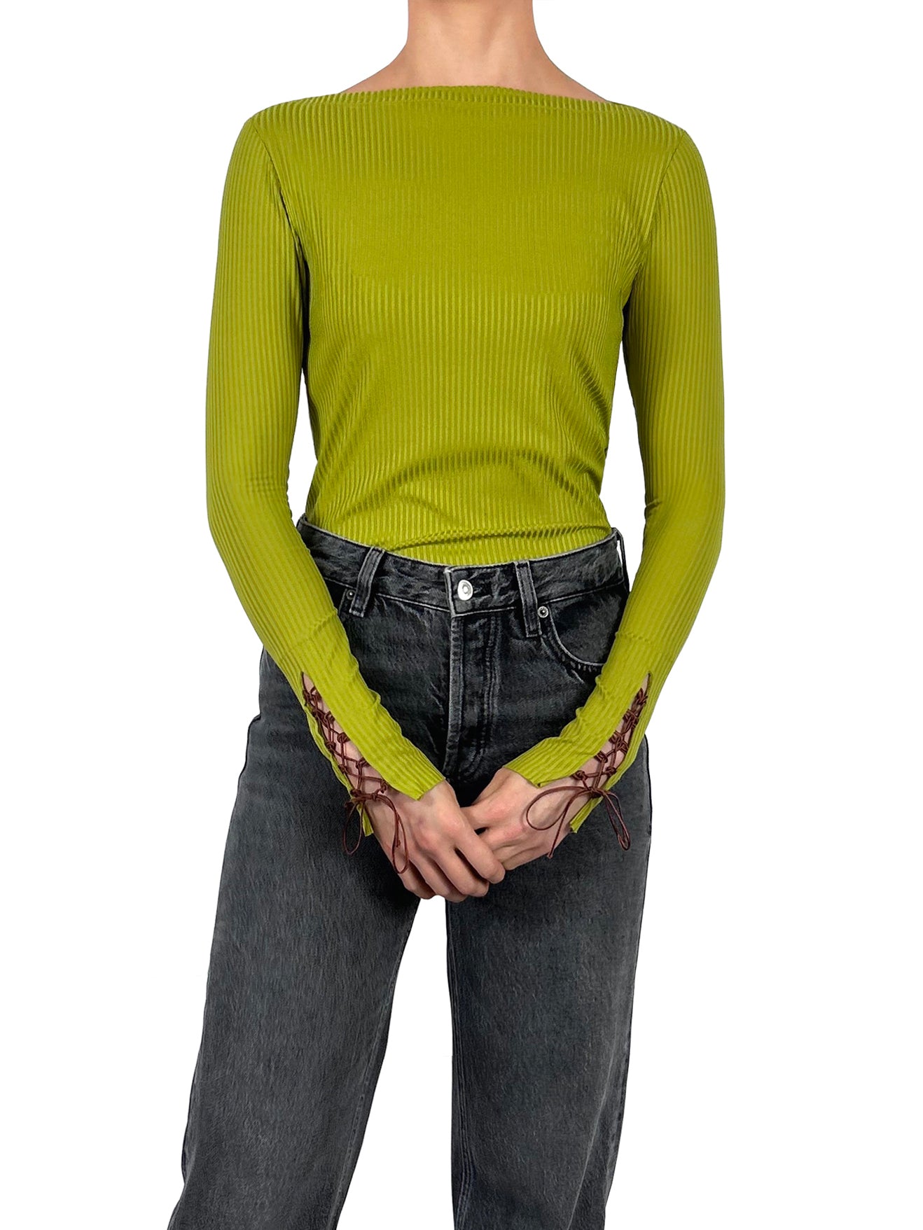 The Lace-up Ribbed Top