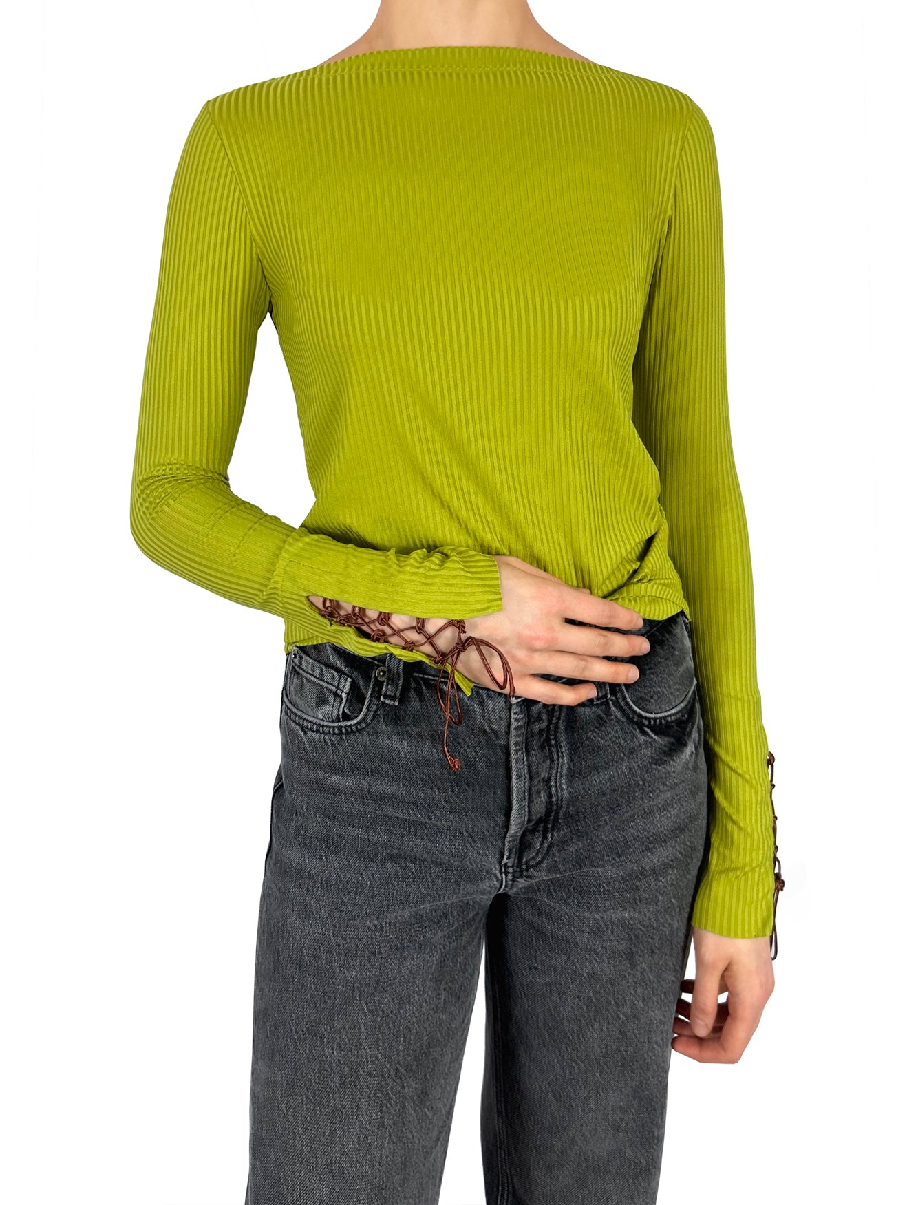 The Lace-up Ribbed Top