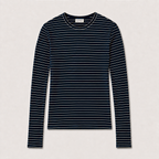 Navy Striped Ribbed Top