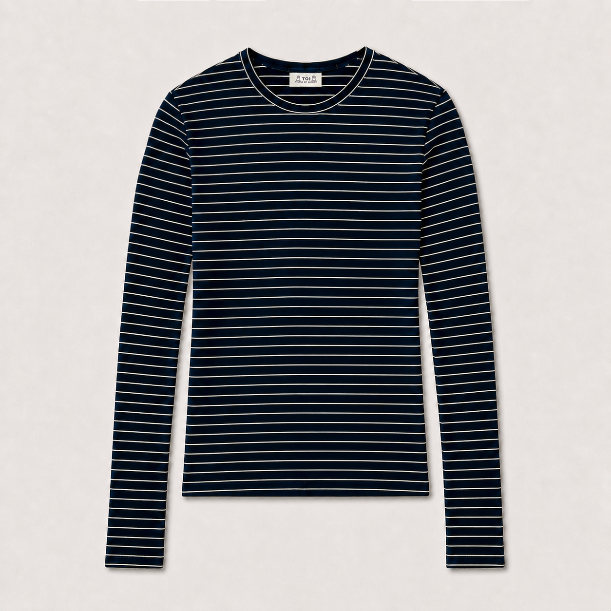 Navy Striped Ribbed Top
