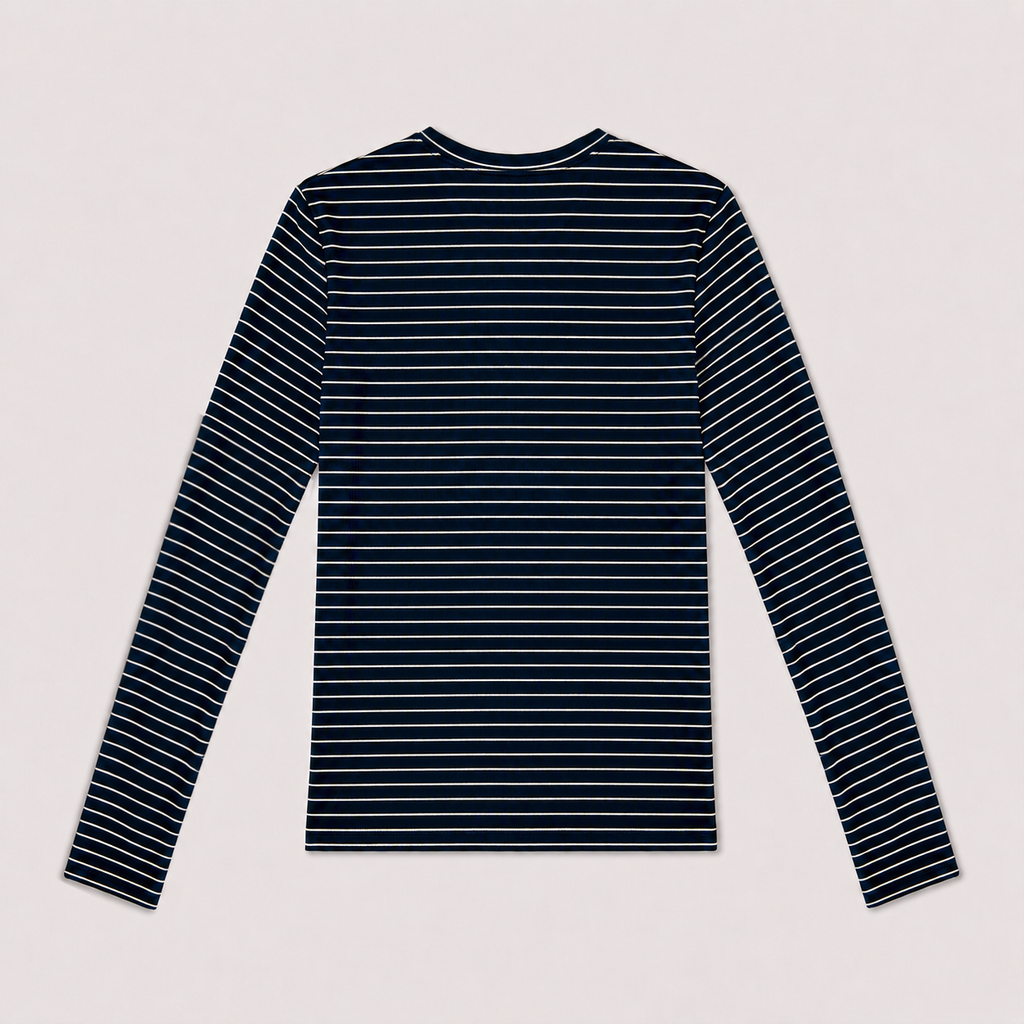 Navy Striped Ribbed Top