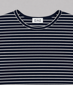 Navy Striped Ribbed Top