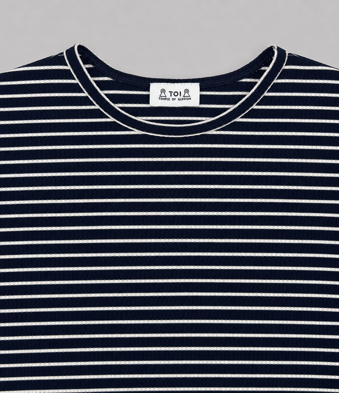 Navy Striped Ribbed Top