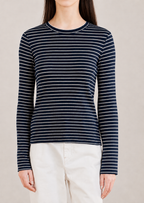 Navy Striped Ribbed Top