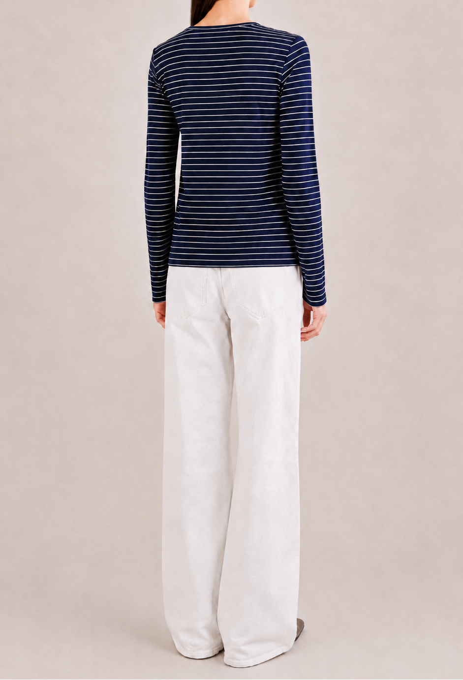 Navy Striped Ribbed Top