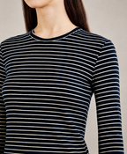 Navy Striped Ribbed Top
