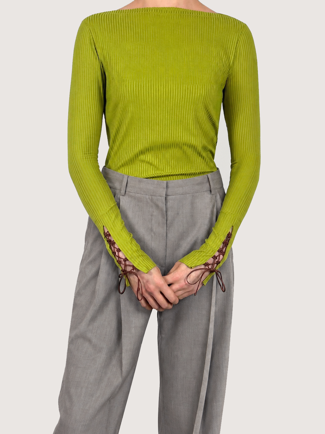 Lace-up Ribbed Top