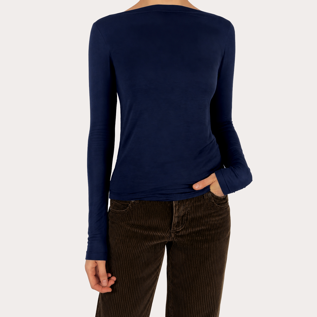 Camiseta cuello barco en viscosa (Navy)