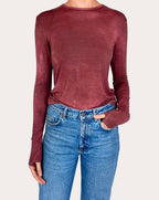Camiseta en viscosa con guante (vintage burgundy)