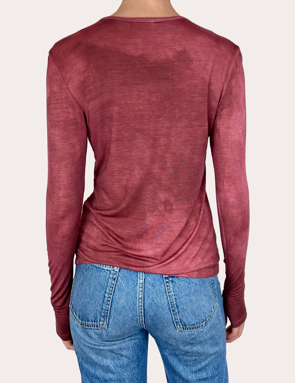 Camiseta en viscosa con guante (vintage burgundy)