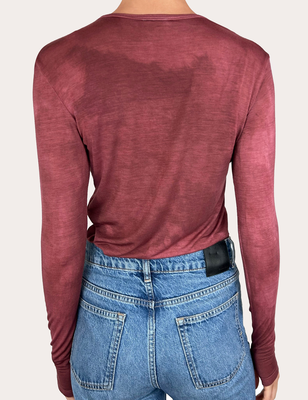 Camiseta en viscosa con guante (vintage burgundy)