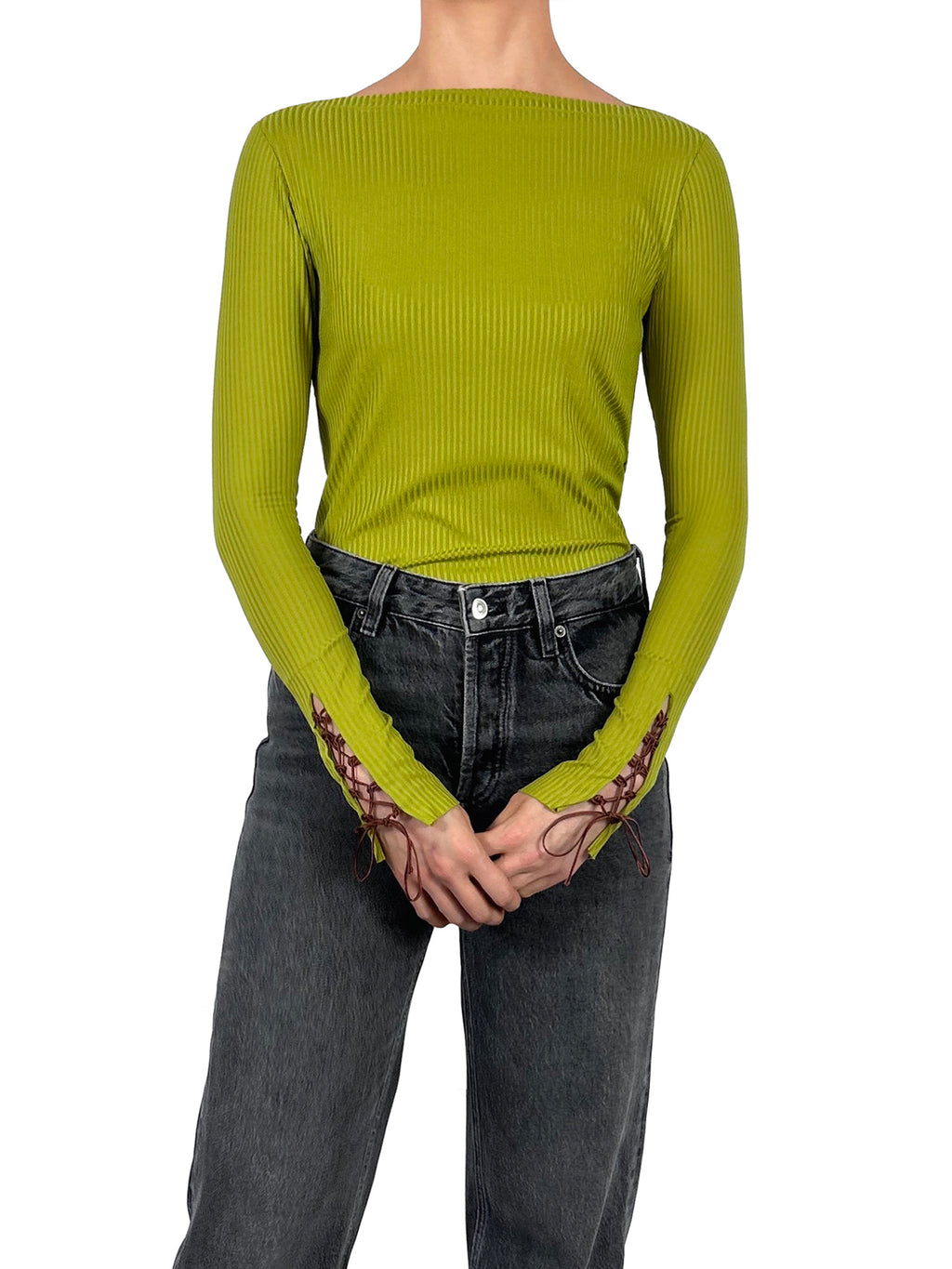 The Lace-up Ribbed Top