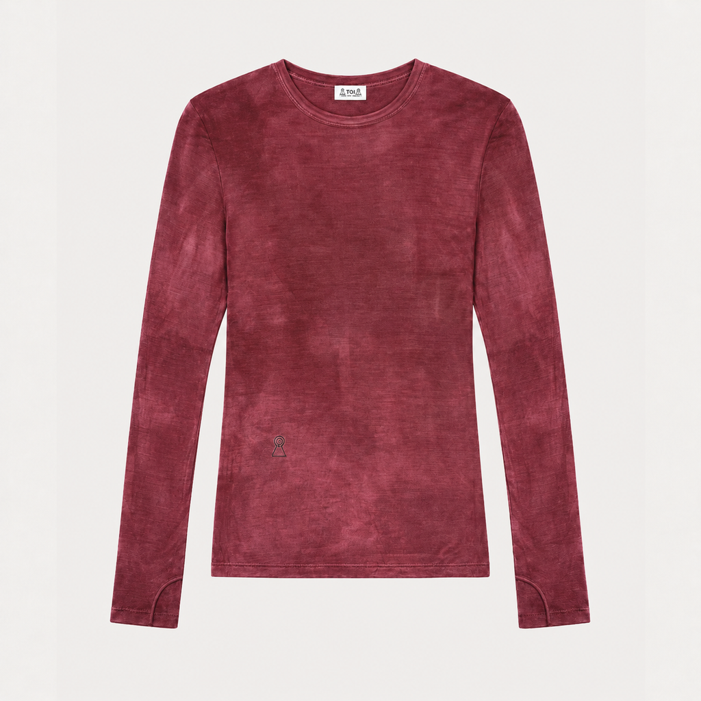 Camiseta en viscosa con guante (vintage burgundy)